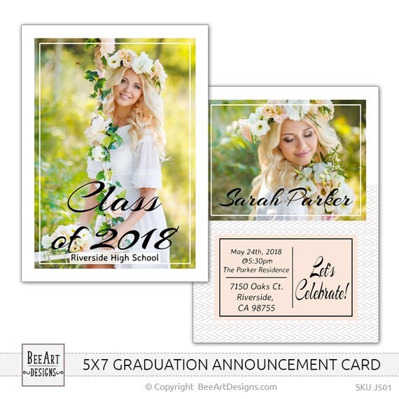 Senior Graduation Announcement Template Senior Graduation Template 5x7 Senior Graduation Digital Graduation Announcements Templates