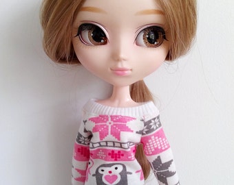Pink penguins blouse for pullip dal isul blythe azone and similar dolls