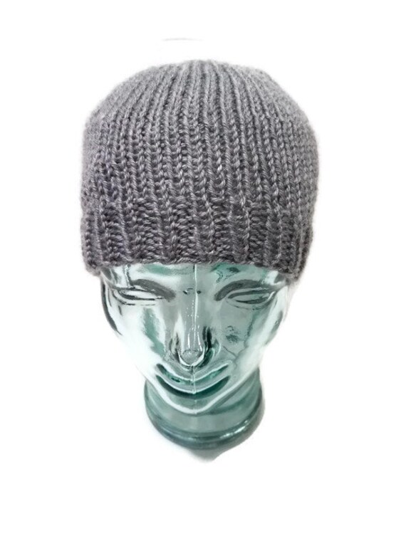 Messy Bun Beanie Hat - Knit Slouchy Beanie With Ponytail Hole (Purple Flecked)