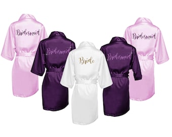 SALE!!! Bridesmaid Robes Set of 5 - Bridal Party Robes - Bridesmaid Wedding Gift - Robe - Personalized Satin Robes