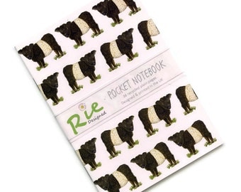 Beltie Notebook A6 Recycled Plain Paper Journal Jotter Notebook Sketch Belted Galloway Cow Pocket Note Book