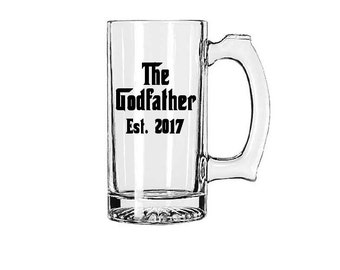 The Godfather Glass-Gift for Godfather-Gift for Godparents-Will You Be The Godfather-Baptism Gift-Christening Gift- Baby Reveal Gift