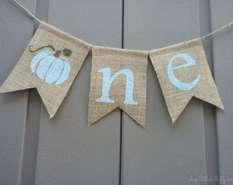 One Banner, High Chair Banner, Pumpkin One Banner, Pumpkin Birthday, Pumpkin Banner, One Birthday Banner, Burlap Bunting, Fall Birthday