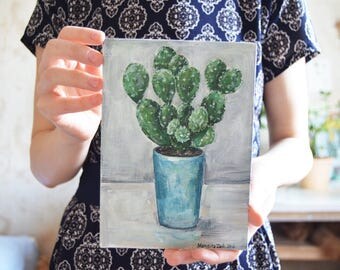 Cactus painting| Small painting| Original painting| Acrylic painting| Cactus