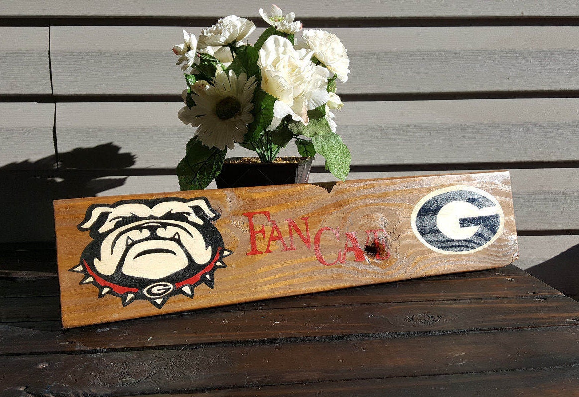 Uga Georgia Bulldog Fan Cave Wooden Sign Rustic Wood Sign