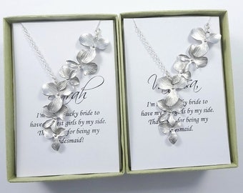 Orchid Necklace, Bridesmaid Necklace, Bridesmaid Gift, Wedding Necklace, Bridesmaids Gifts, Bridal Party Gift, Maid of Honor GIft Necklace