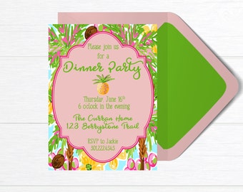 Dinner Party Invitation, Cocktail Party Invitation, Ladies Luncheon Invitation, Printable Party Invitation, Patio Party, Party Invite