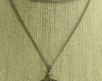 Vintage Hand Pierced / Cut United States Treasury Half Dollar Pendant 24" Necklace.