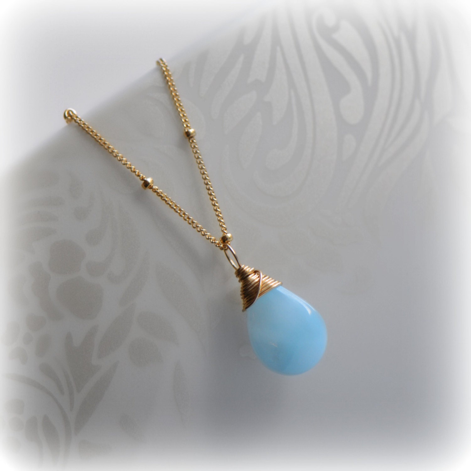 Larimar Necklace Gold Larimar Necklace Gift for Her Gold