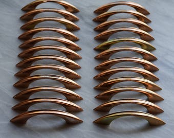Mid Century Copper Cabinet Drawer Pulls - Set of 12- Vintage Mid Century Cabinet Hardware by Washington
