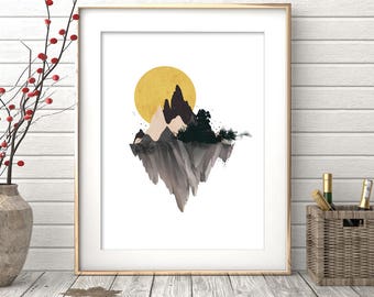 Watercolor Painting, Mountain Print, Watercolor Mountain, Watercolor Print, Wall Art Print, Digital Print, Printable Art, Mountain Art