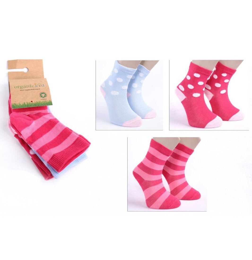 Organic cotton Sock Set of 3 piece for girls cute girl socks