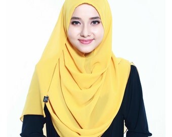 Elvyna Instant Hijab Shawl Scarf Hijab Muslim Women Girl Mustard Gold Color