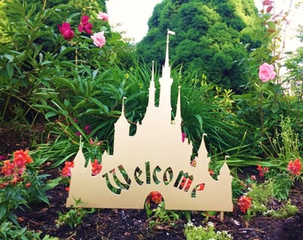 Disney Cinderella Castle Inspired Welcome Sign for your Yard or Garden
