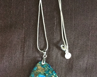 Sea Sediment Jasper Blue Pendant