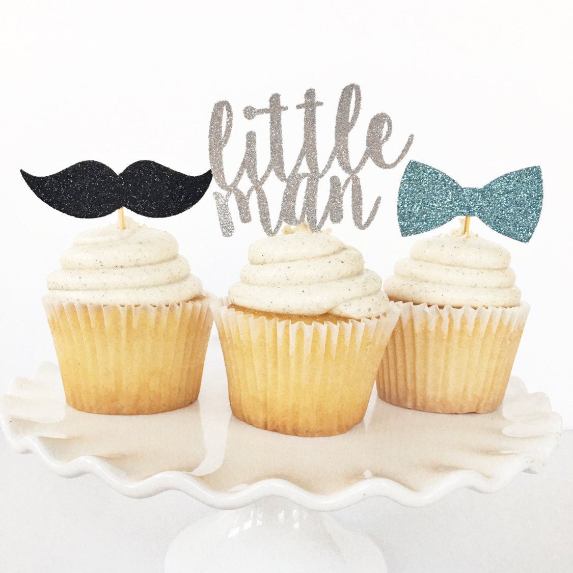Little Man Cupcake Toppers / Boy First Birthday Party Decor