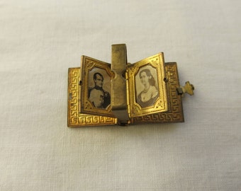 French souvenir book locket with pictures of Napoleon and Empress Eugenie c1910