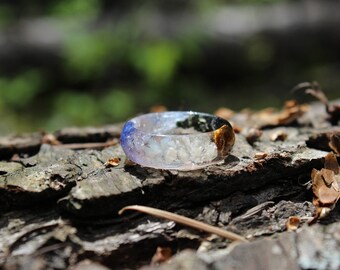 Chakra Stones Resin Ring - Yoga Jewelry Reiki Jewelry Chakra Ring Raw Stone Ring Rainbow Ring Terrarium Botanical Jewellery Summer Jewelry