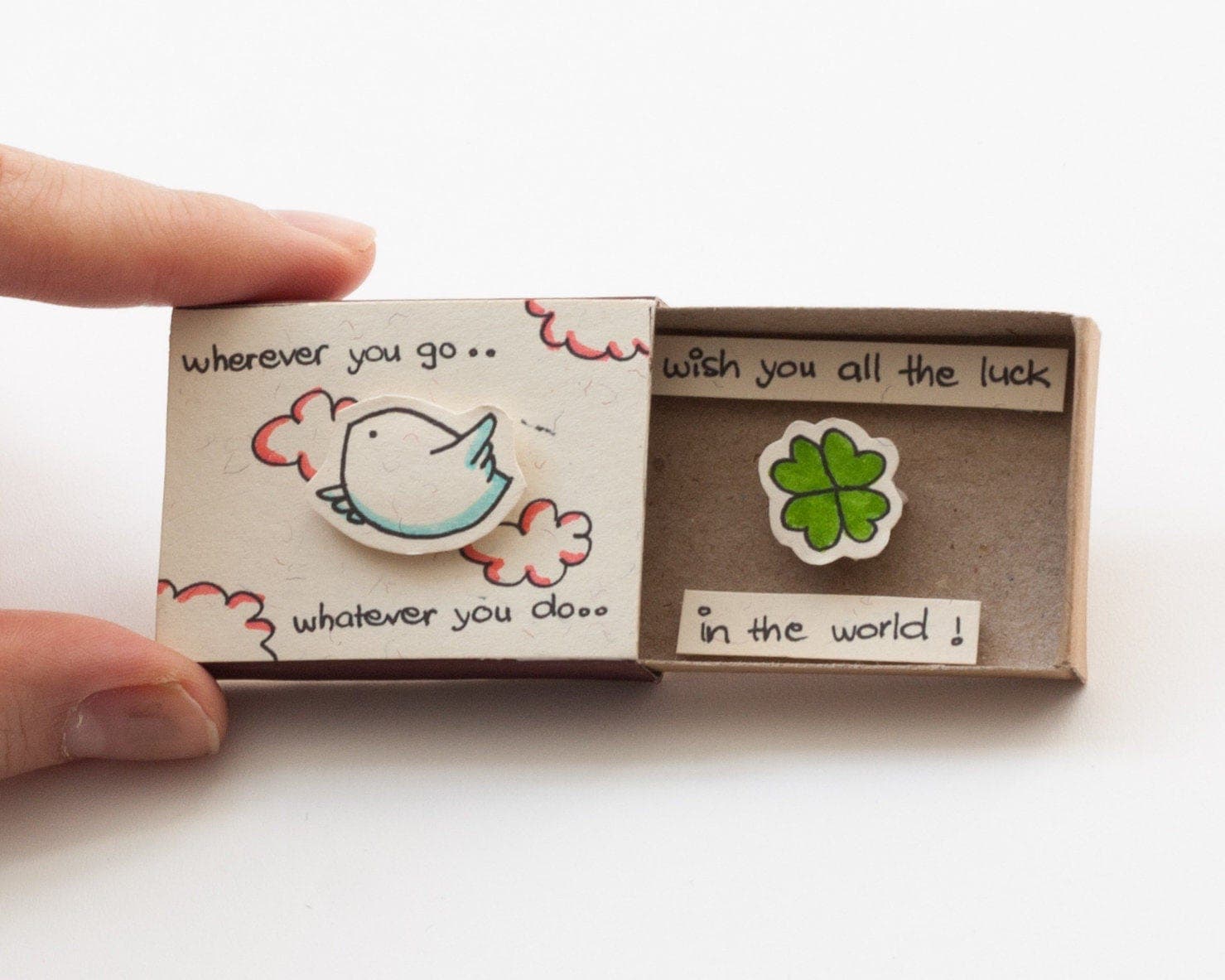 cute farewell card goodbye card bird matchbox gift box