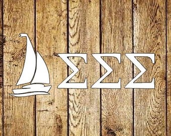 Sigma Sigma Sigma Sailboat Decal - Tri Sigma
