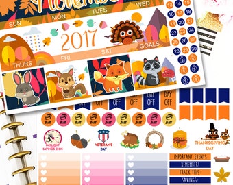 MK03 | November Rain 2017 Stickers | Monthly Planner Kit | Erin Condren Stickers | Thanksgiving Stickers | ECLP | Happy Planner Stickers