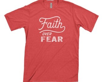 Faith Over Fear Christian Worship Hillsong United Screen Printed Grey Heather T-Shirt Motivational
