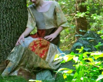 Richly textured patchwork gown