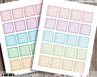 Checklist Boxes, Mini Happy Planner PRINTABLE Planner Stickers Instant Digital Download