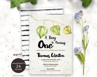 Watercolor boy birthday invitation Watercolor birthday invitation 1st birthday invitation boys Customization Personalized neutral Invite