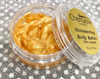 Shimmering Body Butter, Body Lotion, Moisturizing Lotion, Moisturizer, Bronzing Lotion, Shimmer Lotion, Cherry Lotion, Gold Shimmer Lotion,