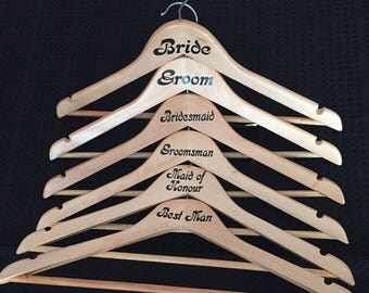 Full Bridal Hanger Set - Personalised Wedding Hangers...Bridal Hanger...Bridesmaid Hanger...Custom Hanger...