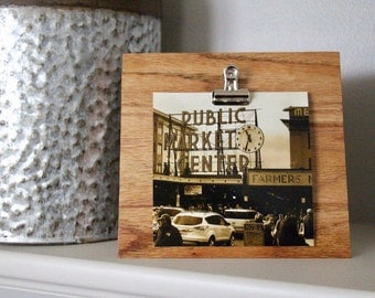 Hinge Clip Frame, Wood Block Frame, Photo Holder, Recipe Holder, To Do List Holder, Wood Picture Frame, Rustic Frame, Photo Clip Frame