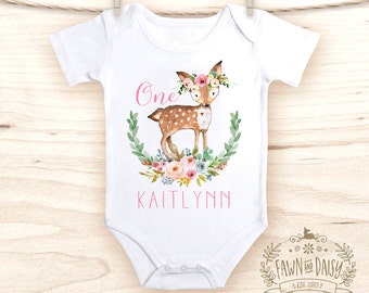 Personalized First Birthday Outfit Girl - 1st Birthday Onesie® - Boho Baby Clothes - Deer Onesie®