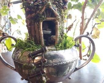 Fairy House in Vintage Silverware with Accessories, Fairy House, Fairy Garden House, Fairy Door, Faerie House, Mouse House, Pixie Home, Fae