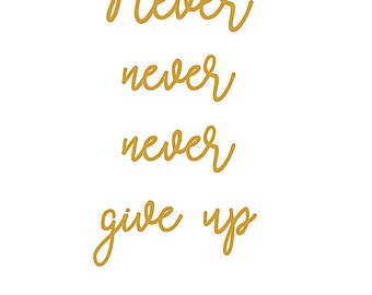 Wallart Print Never give up Winston Churchill Quote A4 Hahnemühle