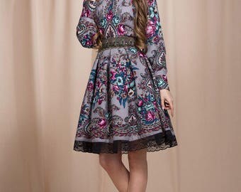 gray summer dress, Floral Boho dress, floral gypsy Dress, bohemian dress, boho chic, boho dress, Short summer dress, festival dress, boho