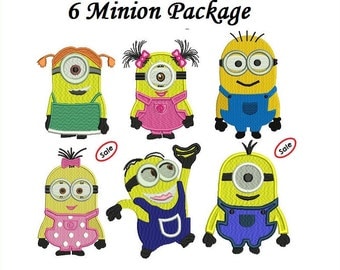 Minions Embroidery Design - 3 sizes Instant download