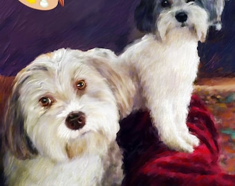 Havanese dog art portrait drawing from words. Your dog's