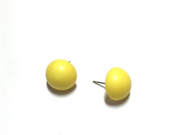 Yellow Stud Earrings | Canary Yellow Studs | Retro Button Earrings | vintage lucite post earrings