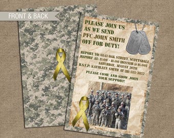 Military Army Deployment Party Invitation, Duty Calls Invite, Basic Training, or Soldier Send-off Leave - National Guard - Picture or Photo