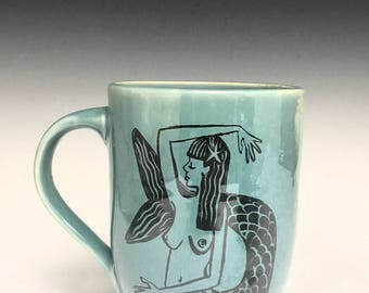 Hand Thrown Mug: Key West Mermaid