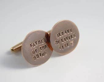 Father of the Bride Cufflinks - Father of the Bride Wedding Gift - Always My Little Girl - Rose Gold Cuff Links - Pink Gold - Rose Gold