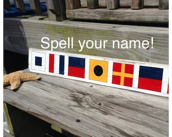 Nautical Sign Custom Code Flags Beach Coastal Decor Nautical Nursery