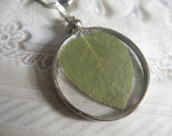 Summer Aspen Leaf Looking Glass Pendant-Symbolizes Determination, Overcoming Fears, Doubts-Nature's Wearable Art-Colorado Inspired