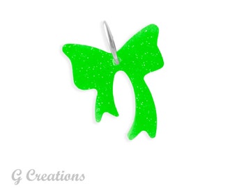 Glow in the Dark Charm for Dogs - Bow Dog Collar Accessory - Custom Color, Silent, Waterproof - Glitter Charm for Dogs - Cute dog gift idea!
