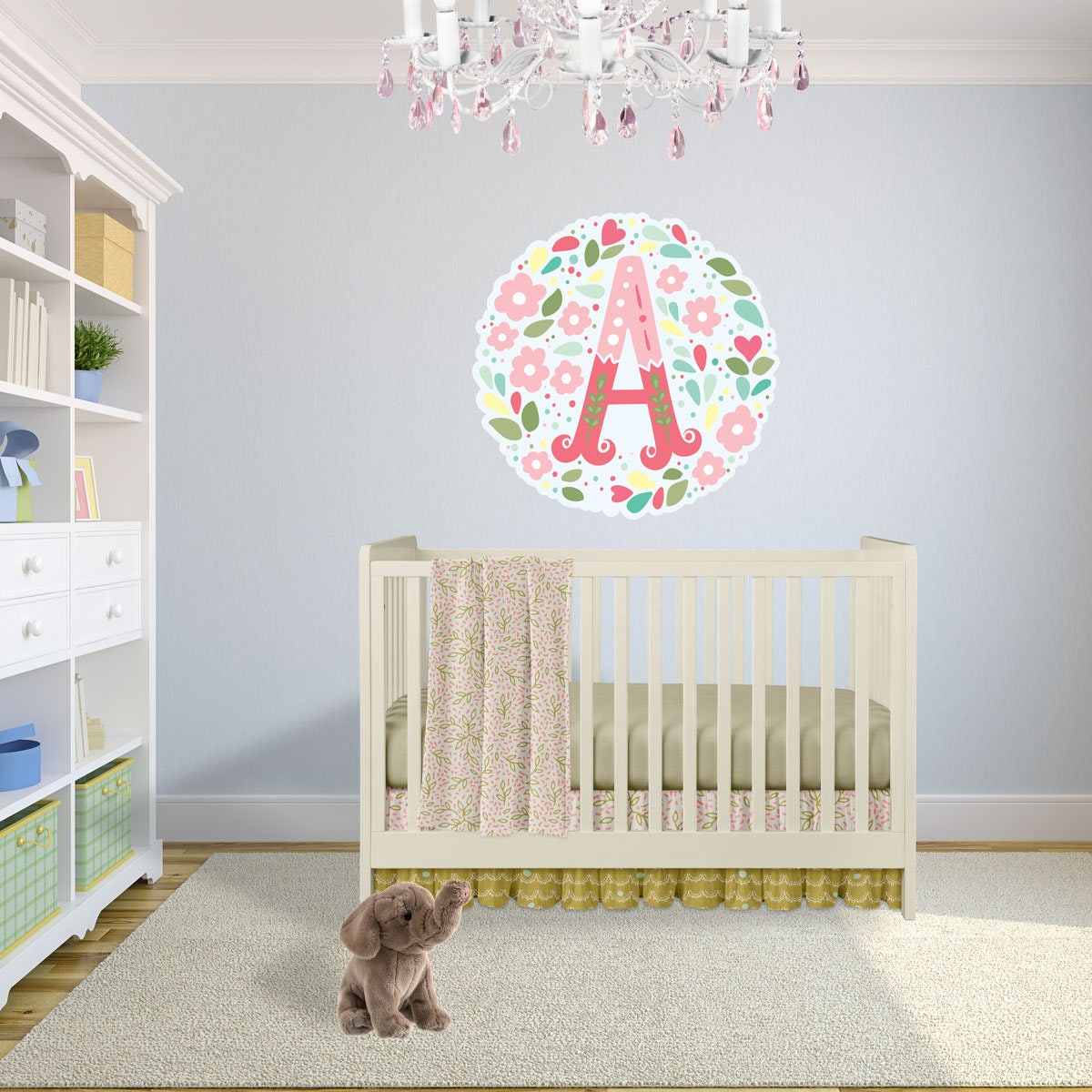 Large Floral Letter Wall Art for Nursery Premium Fabric Wall