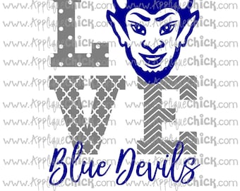 Love Blue Devils SVG Clipart DXF