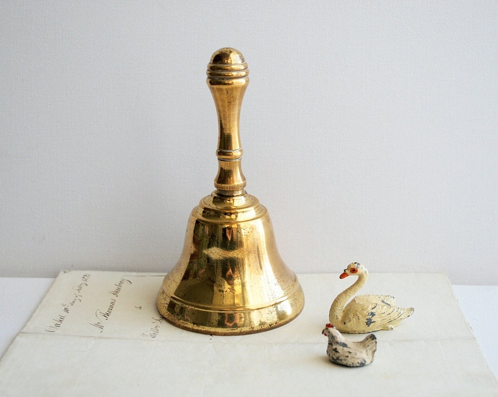 Vintage School Brass Bell Dinner Bell Hand Bell