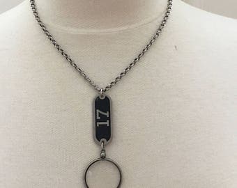 Optical Lens Necklace Vintage Number 17 Tag Necklace vintage assemblage necklace