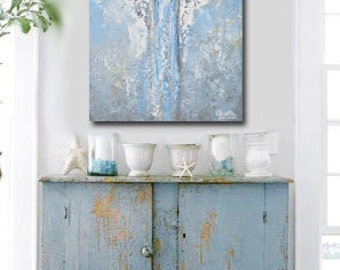 GICLEE PRINT Art Abstract Angel Oil Painting Acrylic Painting Home Decor Wall Decor Home Gift Canvas Angel Wings White Blue - Christine